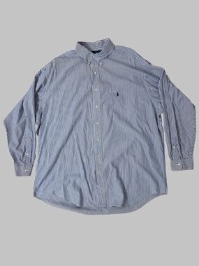 Ralph Lauren Yarmouth 100% Cotton Pinpoint Oxford Striped Button Down